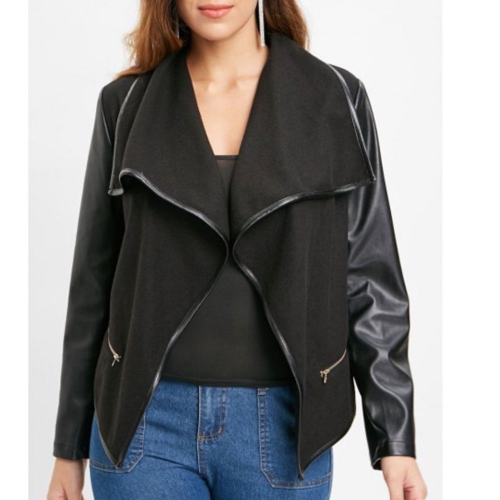 Leather panel jacket